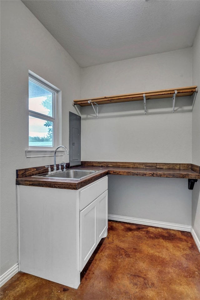 spacious closet with a sink and electric panel