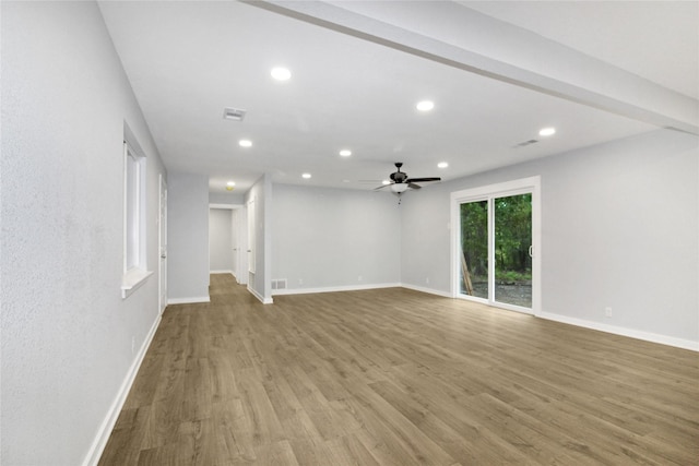 14590 Coffee Ln, Scurry, TX 75158 - unfurnished room featuring wood finished floors, ceiling fan, baseboards, and recessed lighting