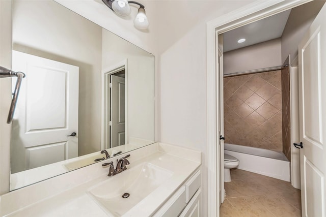 5112 Fringetree Dr, Mckinney, TX 75071 - full bathroom with toilet, vanity, shower / tub combination, and tile patterned flooring