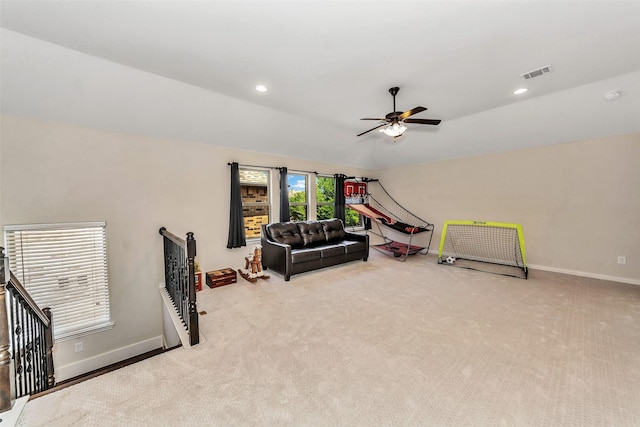 5112 Fringetree Dr, Mckinney, TX 75071 - recreation room featuring a ceiling fan, carpet flooring, baseboards, and recessed lighting