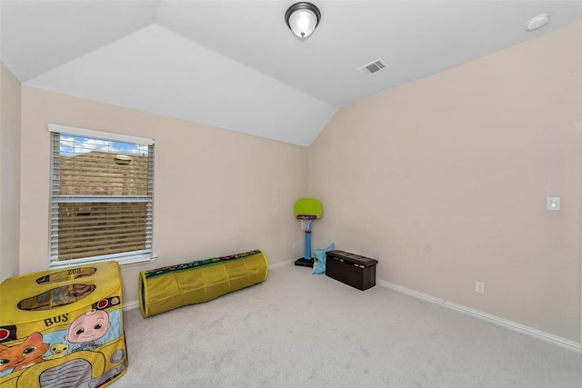5112 Fringetree Dr, Mckinney, TX 75071 - recreation room with lofted ceiling, carpet, and baseboards