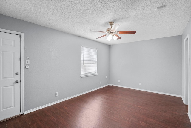 6708 S Creek Dr, Fort Worth, TX 76133 - empty room with wood finished floors, a ceiling fan, a textured ceiling, and baseboards