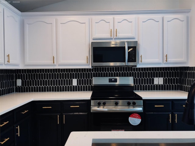 6025 Melanie Dr, Fort Worth, TX 76131 - kitchen with appliances with stainless steel finishes, white cabinetry, and light countertops
