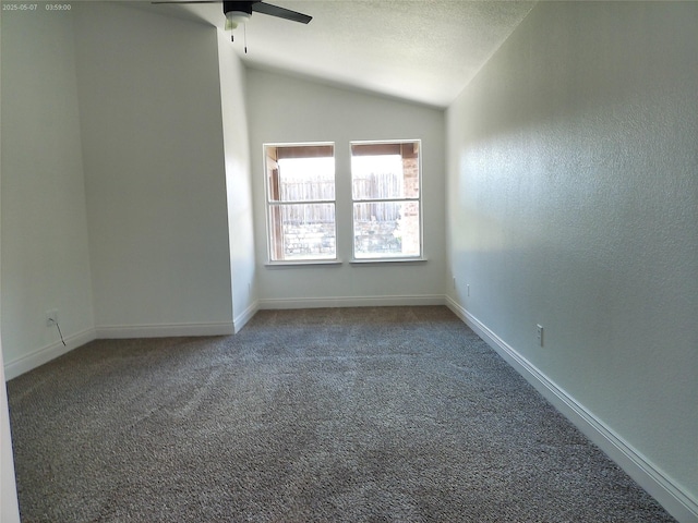 6025 Melanie Dr, Fort Worth, TX 76131 - carpeted spare room with lofted ceiling, ceiling fan, and baseboards
