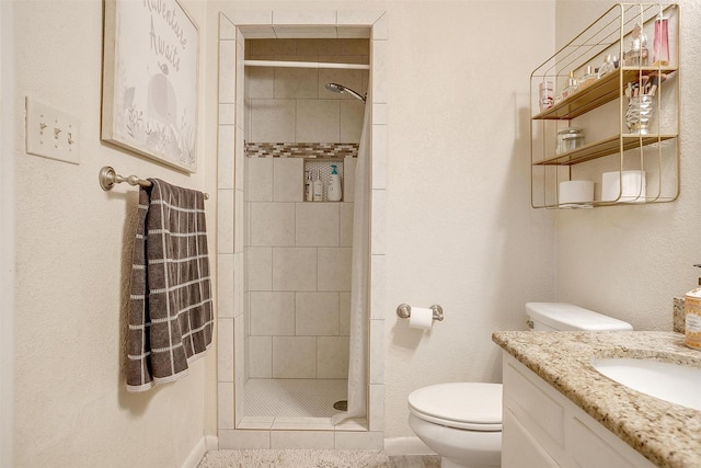 3554 Cromart Ct N, Fort Worth, TX 76133 - full bath featuring toilet, a stall shower, vanity, and baseboards
