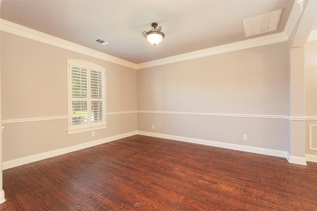 4016 Muscovy Dr, Mckinney, TX 75072 - spare room with dark wood finished floors, baseboards, and ornamental molding