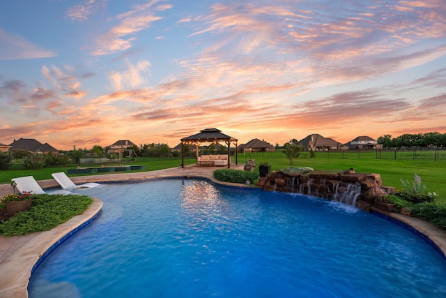 308 Pioneer Ct, Mclendon Chisholm, TX 75032 - swimming pool with a gazebo and an outdoor living space