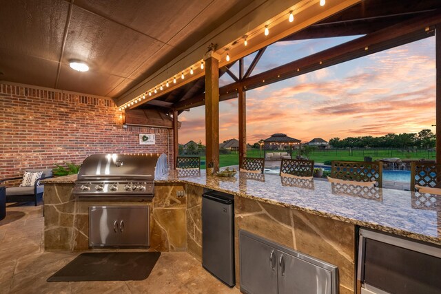 308 Pioneer Ct, Mclendon Chisholm, TX 75032 - view of patio / terrace with grilling area, an outdoor kitchen, and a gazebo