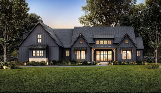 TBDSutton Preserve Street, Weatherford, TX 76085 - view of front of property featuring a yard, board and batten siding, a shingled roof, and french doors