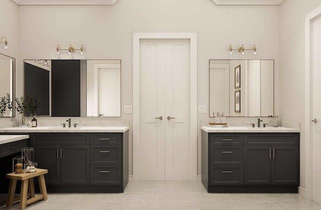 TBDSutton Preserve Street, Weatherford, TX 76085 - full bathroom with two vanities and baseboards