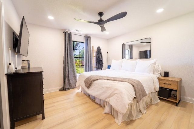 9471 Twin Creeks Cir, Anna, TX 75409 - bedroom featuring light wood finished floors, baseboards, recessed lighting, and ceiling fan