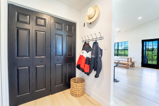 9471 Twin Creeks Cir, Anna, TX 75409 - mudroom with wood finished floors, baseboards, and recessed lighting