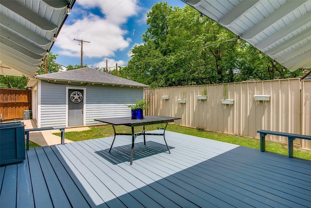 1205 Ranier St, Dallas, TX 75208 - wooden deck featuring fence and outdoor dining area