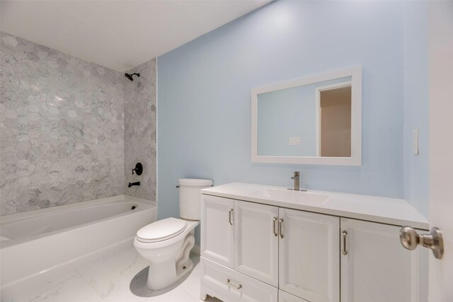 3243 Weather Vane Ln, Dallas, TX 75228 - full bathroom with vanity, bathtub / shower combination, toilet, and marble finish flooring
