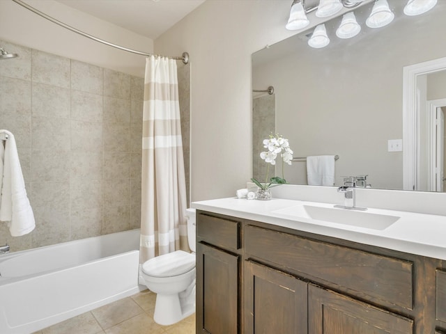 8400 Whistling Duck, Fort Worth, TX 76118 - bathroom featuring tile patterned floors, toilet, shower / tub combo, and vanity