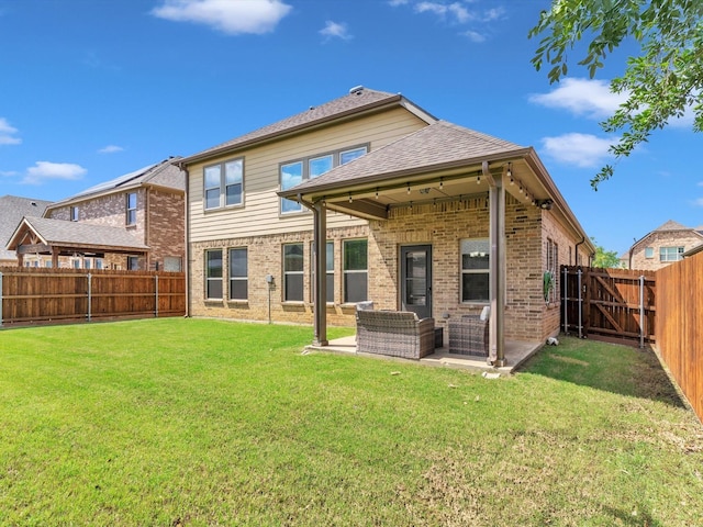 8400 Whistling Duck, Fort Worth, TX 76118 - rear view of property featuring brick siding, a patio area, and roof with shingles