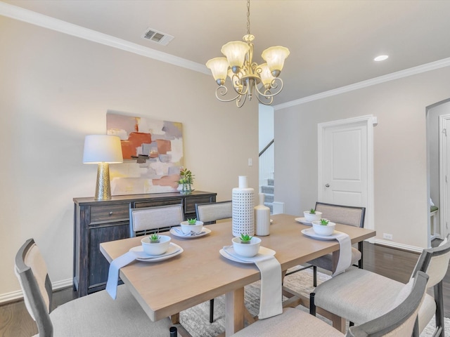 8400 Whistling Duck, Fort Worth, TX 76118 - dining room featuring a chandelier, wood finished floors, crown molding, and baseboards