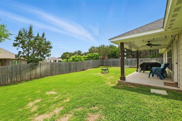 2607 Austin Dr, Granbury, TX 76048 - view of yard with ceiling fan and a patio