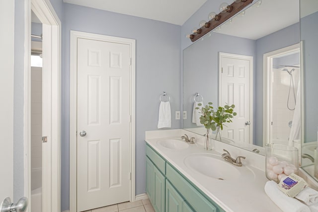 7112 Royal Glen Trl, Mckinney, TX 75072 - full bath featuring tile patterned floors, double vanity, and washtub / shower combination