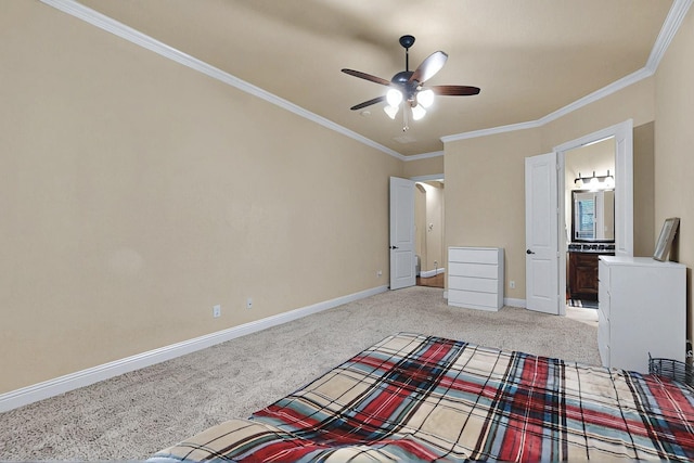 4018 Bear Creek Ct, Celina, TX 75078 - unfurnished bedroom featuring light colored carpet, baseboards, crown molding, and ceiling fan