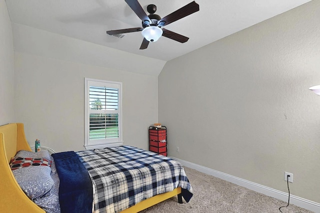 4018 Bear Creek Ct, Celina, TX 75078 - bedroom with carpet floors, baseboards, vaulted ceiling, and a ceiling fan
