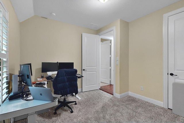 4018 Bear Creek Ct, Celina, TX 75078 - office space with carpet, baseboards, and vaulted ceiling