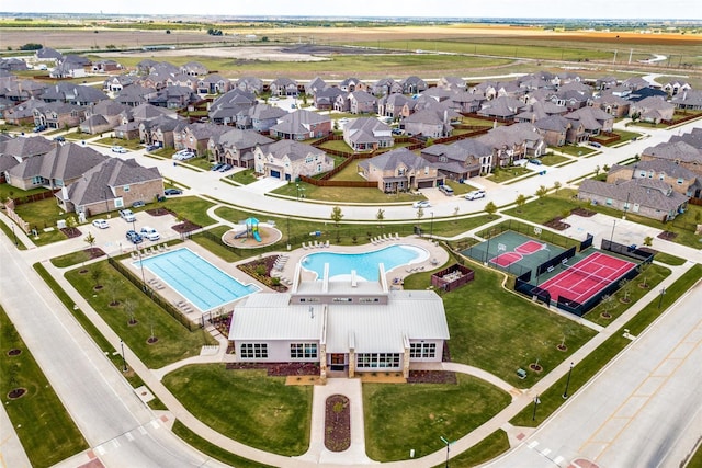 4018 Bear Creek Ct, Celina, TX 75078 - aerial view of residential area featuring a pool