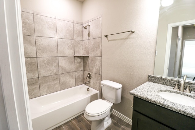504 Lakeway Ln, Justin, TX 76247 - full bath with toilet, wood tiled floors, shower / bath combination, and vanity