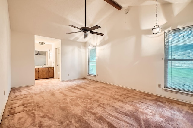 107 San Medina Ln, Joshua, TX 76058 - spare room featuring light carpet, ceiling fan, and healthy amount of natural light