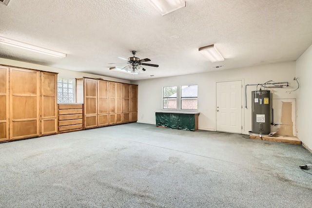 107 San Medina Ln, Joshua, TX 76058 - unfurnished bedroom featuring water heater, multiple windows, a textured ceiling, and carpet flooring