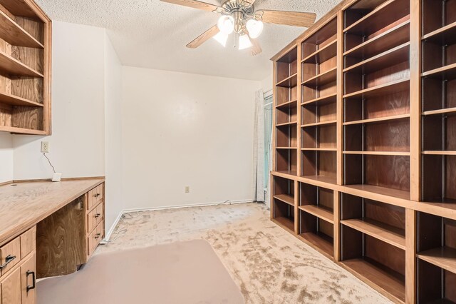 107 San Medina Ln, Joshua, TX 76058 - unfurnished office with a ceiling fan, a textured ceiling, and light colored carpet
