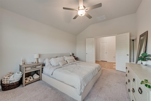 148 Greenback Trl, Fort Worth, TX 76131 - bedroom with light colored carpet, vaulted ceiling, and ceiling fan