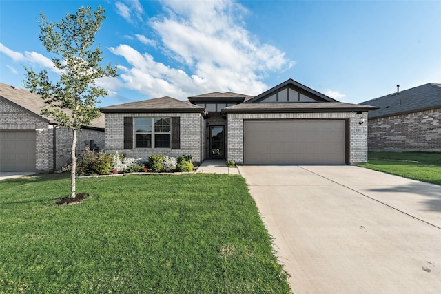 148 Greenback Trl, Fort Worth, TX 76131 - ranch-style house featuring a garage, concrete driveway, brick siding, and a front yard