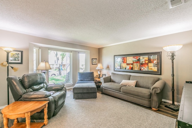 2314 Wakeforest Ct, Arlington, TX 76012 - living area with a textured ceiling and ornamental molding