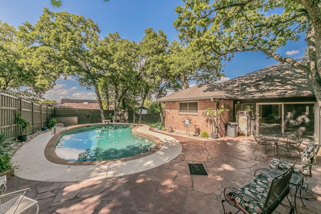 view of pool featuring a fenced backyard and a patio area