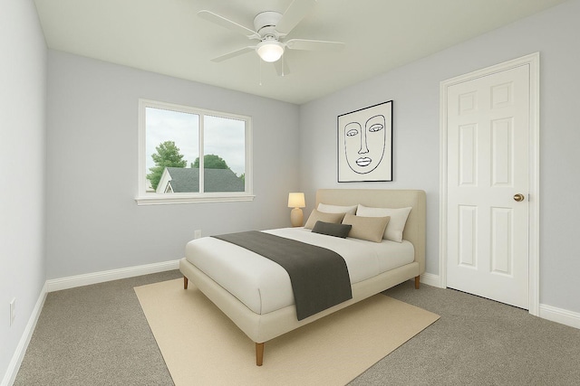 1315 Falcon Dr, Lewisville, TX 75077 - bedroom featuring carpet flooring, baseboards, and ceiling fan