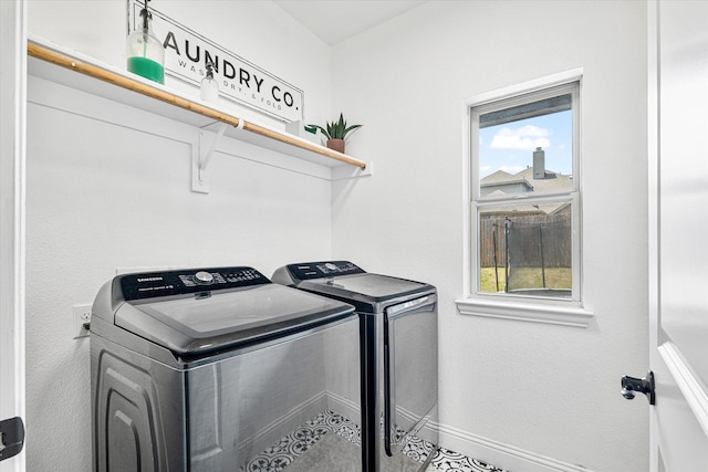 6273 El Capitan St, Fort Worth, TX 76179 - laundry room featuring independent washer and dryer and baseboards