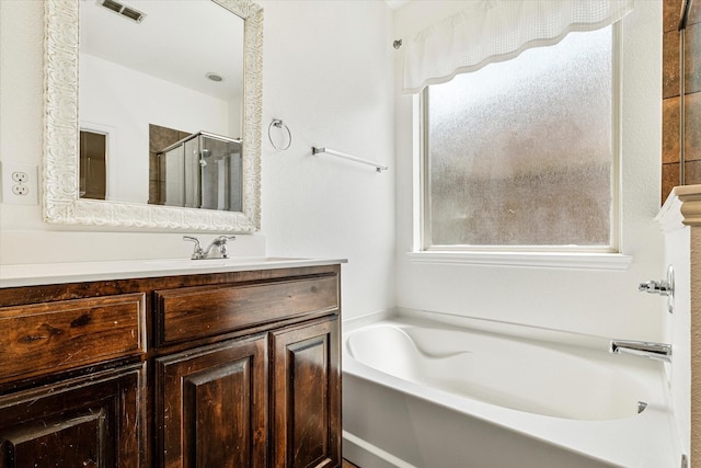 6273 El Capitan St, Fort Worth, TX 76179 - full bath featuring healthy amount of natural light, a garden tub, a stall shower, and vanity