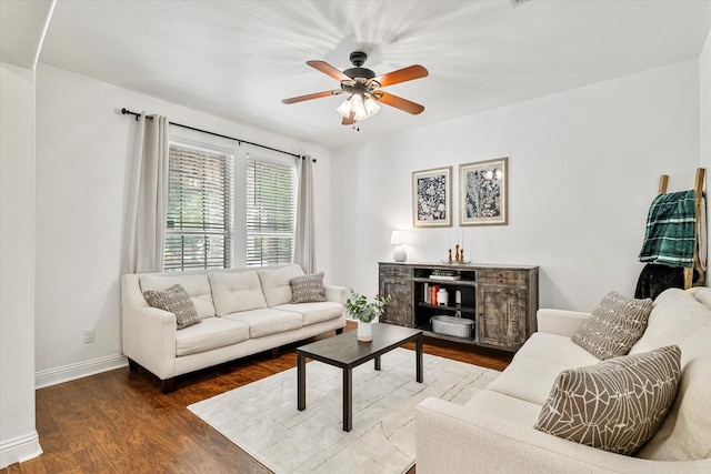 6273 El Capitan St, Fort Worth, TX 76179 - living room with a ceiling fan, baseboards, and wood finished floors