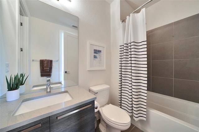 3520 Valmur Ave, Colleyville, TX 76034 - bathroom featuring toilet, vanity, and shower / bath combination with curtain