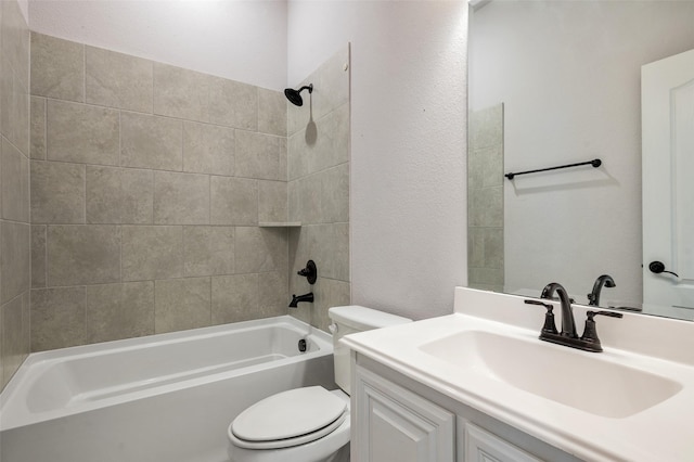 9117 Amistad Ln, Denton, TX 76226 - bathroom featuring toilet, shower / bathtub combination, and vanity