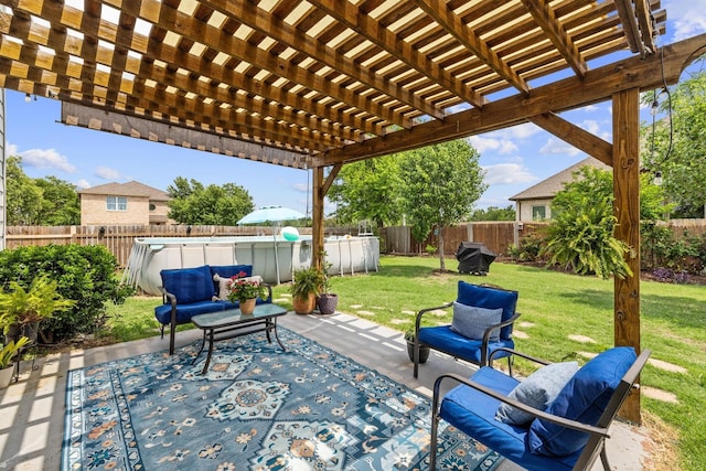 1800 Grassland Dr, Leander, TX 78641 - view of patio / terrace with an outdoor hangout area, a pergola, and a grill