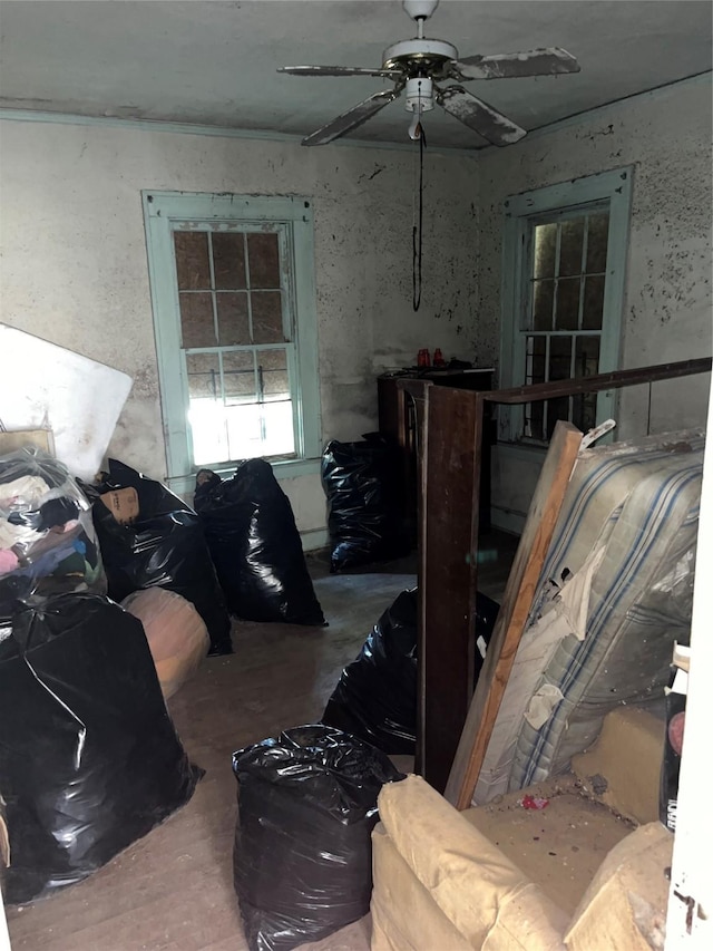 218 E 5th St, Dallas, TX 75203 - misc room with ceiling fan and concrete flooring