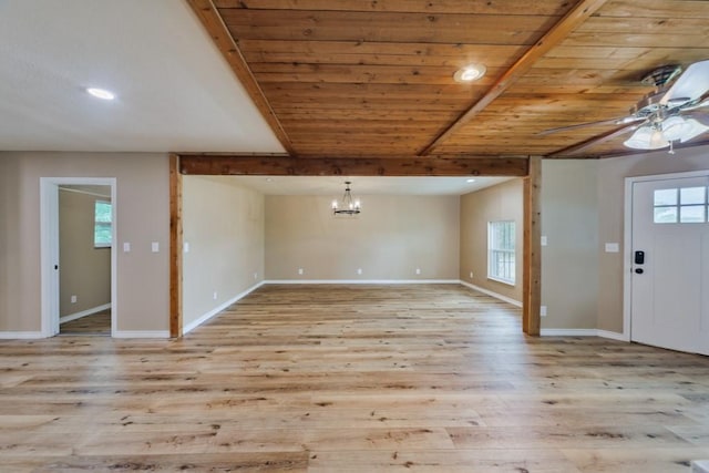 1941 State Highway 59 S, Bowie, TX 76230 - entryway with a chandelier, light wood-style flooring, a ceiling fan, recessed lighting, and baseboards