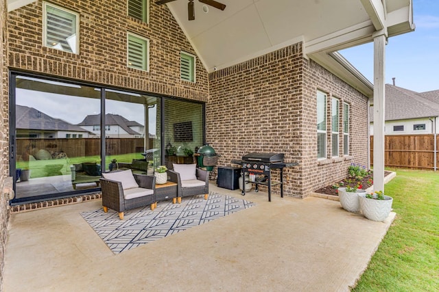 175 Stirling Dr, Argyle, TX 76226 - view of patio with grilling area and ceiling fan