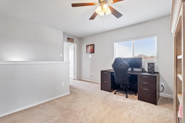 240 Willow Creek Ln, Terrell, TX 75160 - office with light carpet, ceiling fan, and baseboards