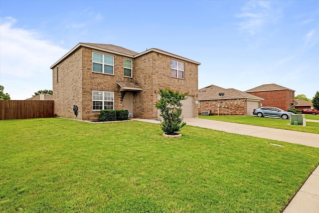 240 Willow Creek Ln, Terrell, TX 75160 - traditional-style home featuring concrete driveway, brick siding, a garage, and central air condition unit