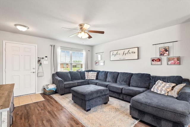 240 Willow Creek Ln, Terrell, TX 75160 - living area with ceiling fan and dark wood-style flooring