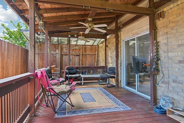 7600 Independence Dr, The Colony, TX 75056 - wooden deck with a ceiling fan and fence