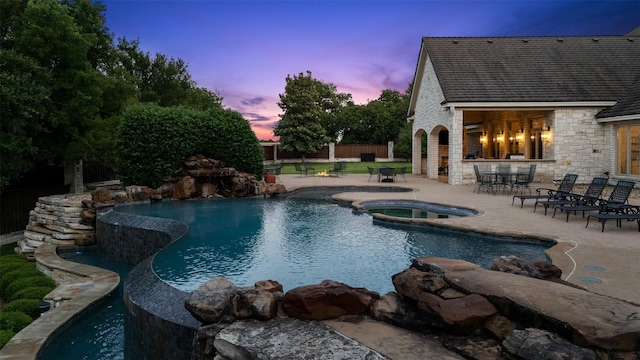 1020 Canyon Trl, Waco, TX 76657 - view of swimming pool with a patio area, fence, and a pool with connected hot tub